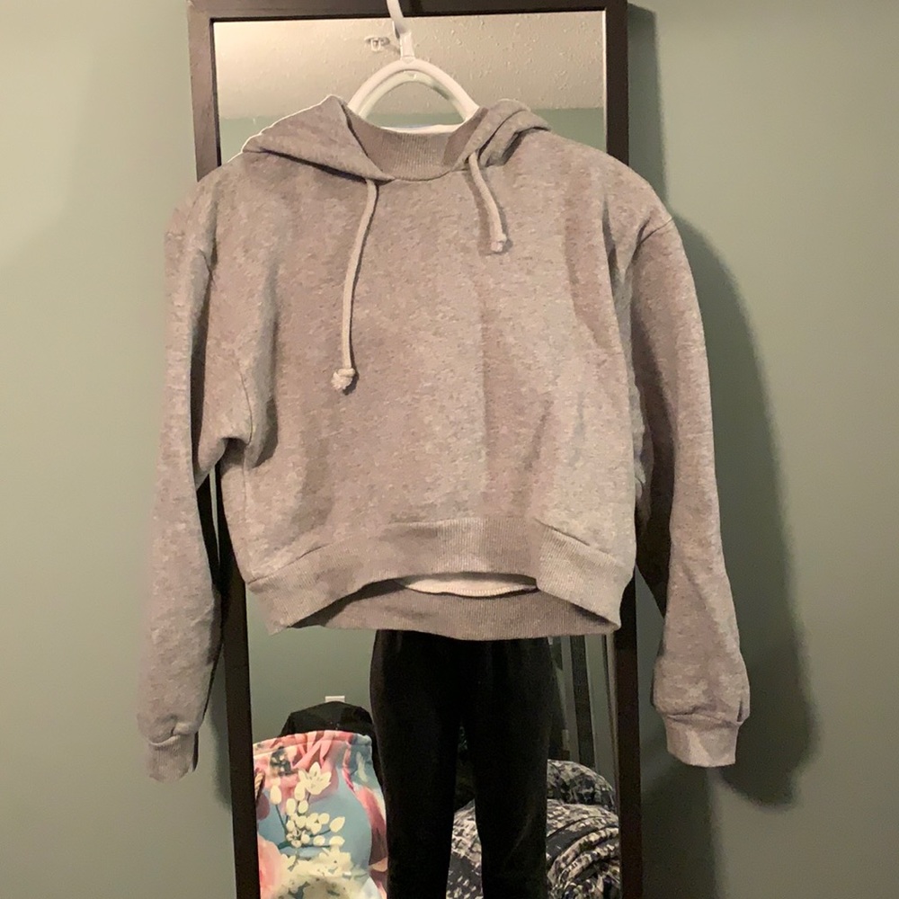 Zara grey fleece cropped hoody size small